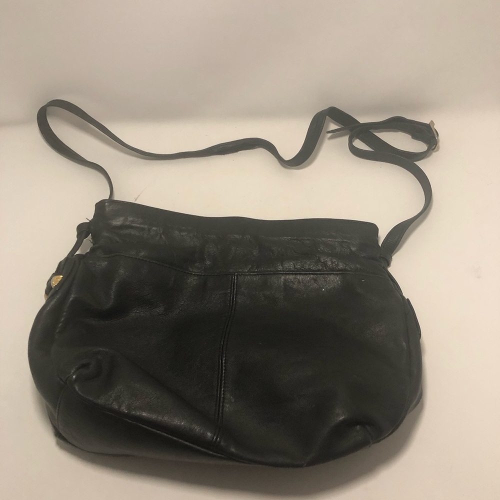 GB Classic Black Leather Crossbody Bag